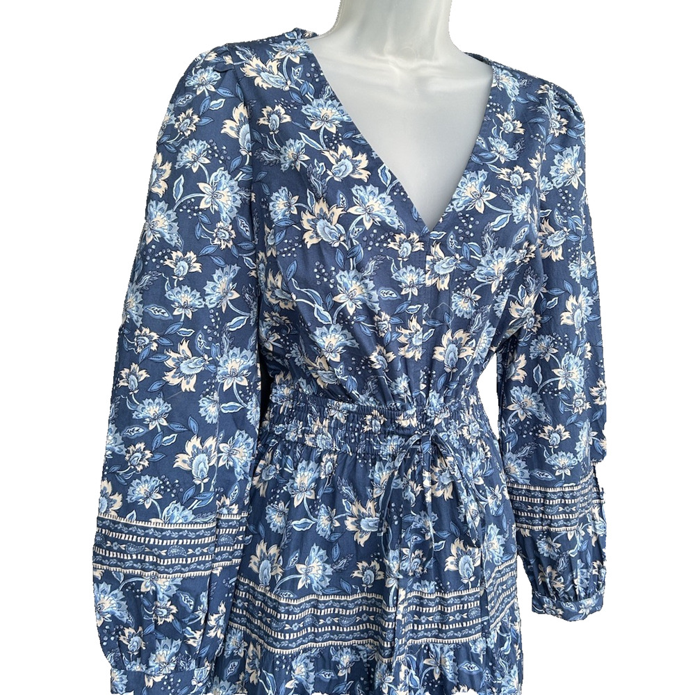NEW Loft Paisley Bow Pocket Boho Maxi Dress Blue NWT Size XS Cottagecore Boho - Picture 4 of 14